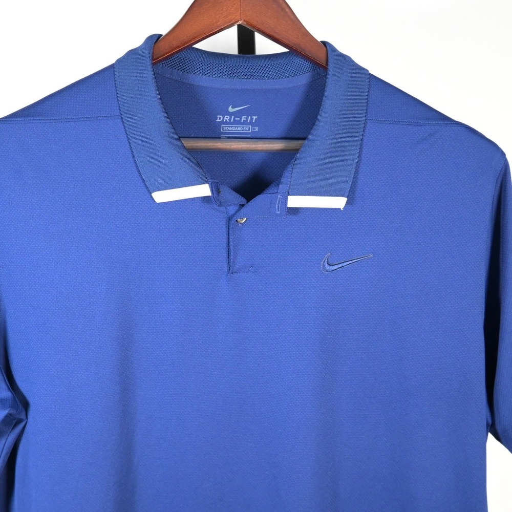 Nike Dri-FIT Polo Shirt Mens XXL Blue Short Sleeve Golf Performance Standard Fit